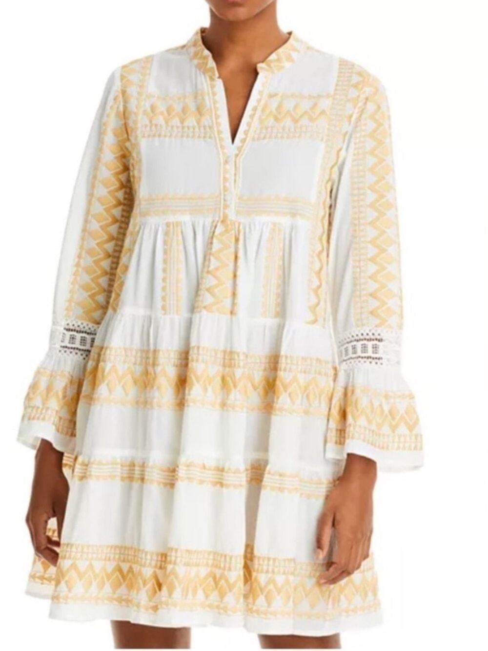 PQ Swim Gold Coast Hazel Tunic Dress Coverup Yellow White Babydoll XS/S